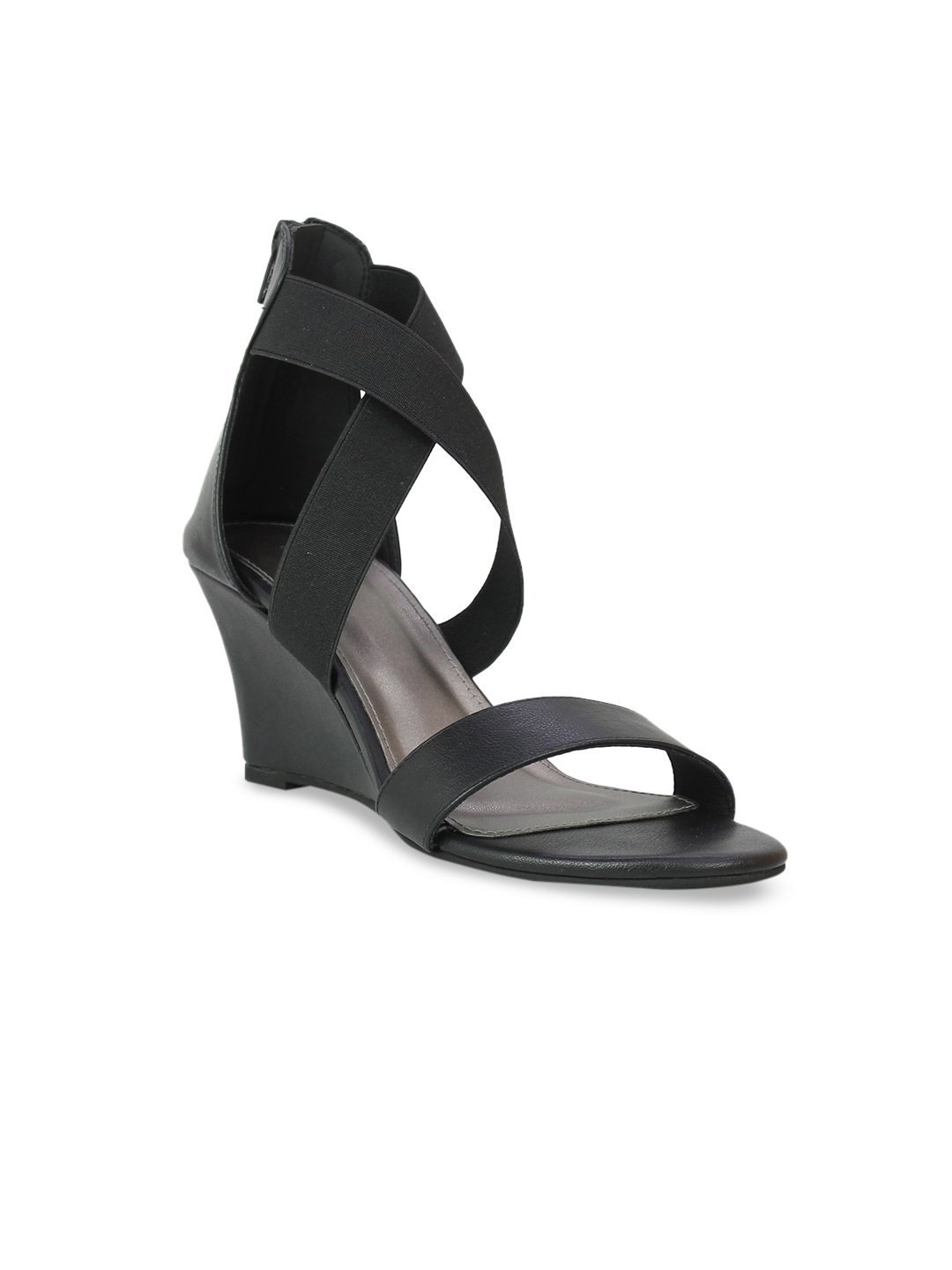 Inc 5 Women Black Solid Sandals