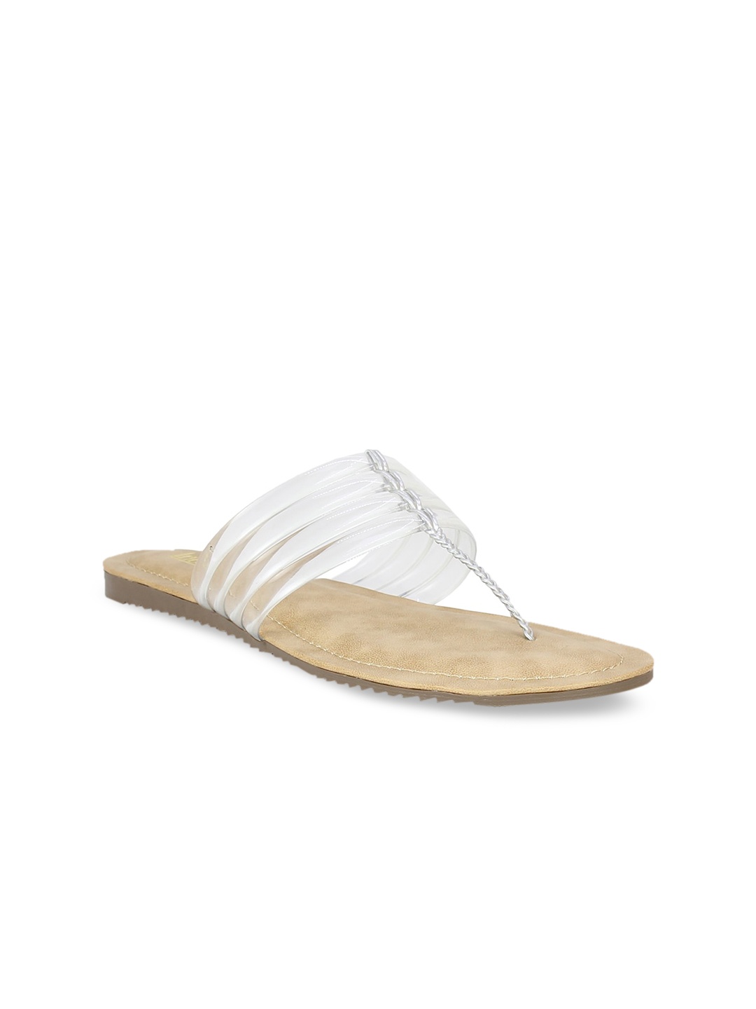 Inc 5 Women Transparent Solid T-Strap Flats