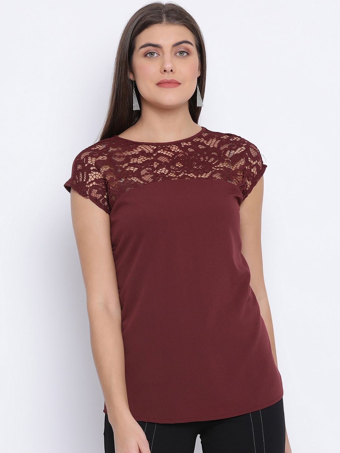 Oxolloxo Women Maroon Solid Top