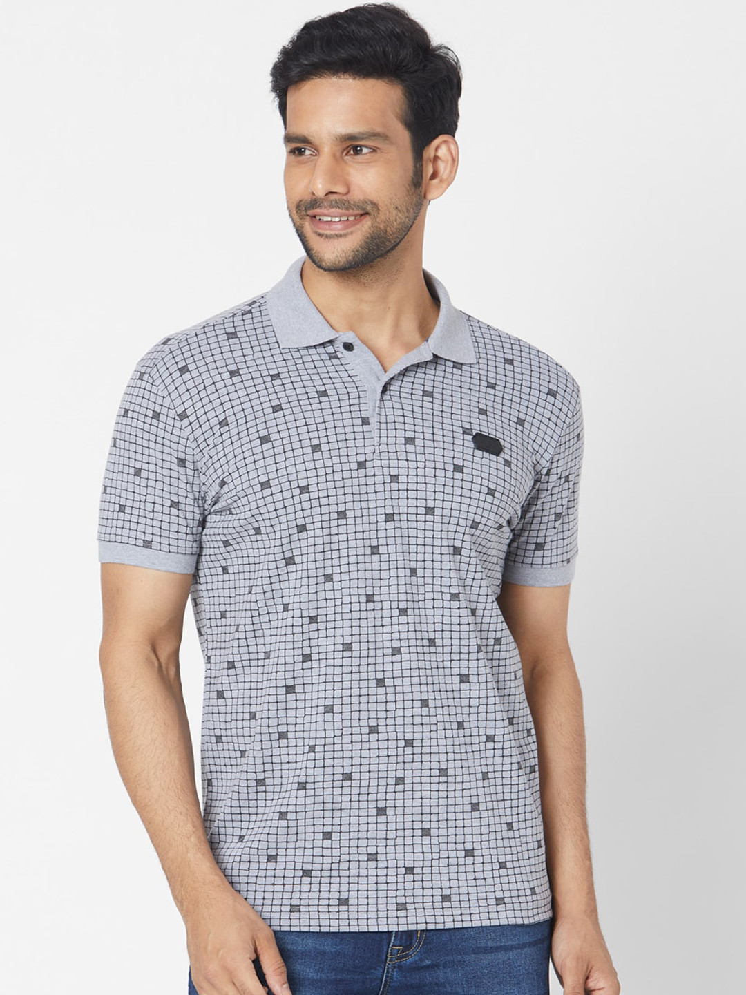 Mufti Men Grey Melange Checked Polo Collar T-shirt 
Mufti Men Grey Melange Checked Polo Collar T-shirt