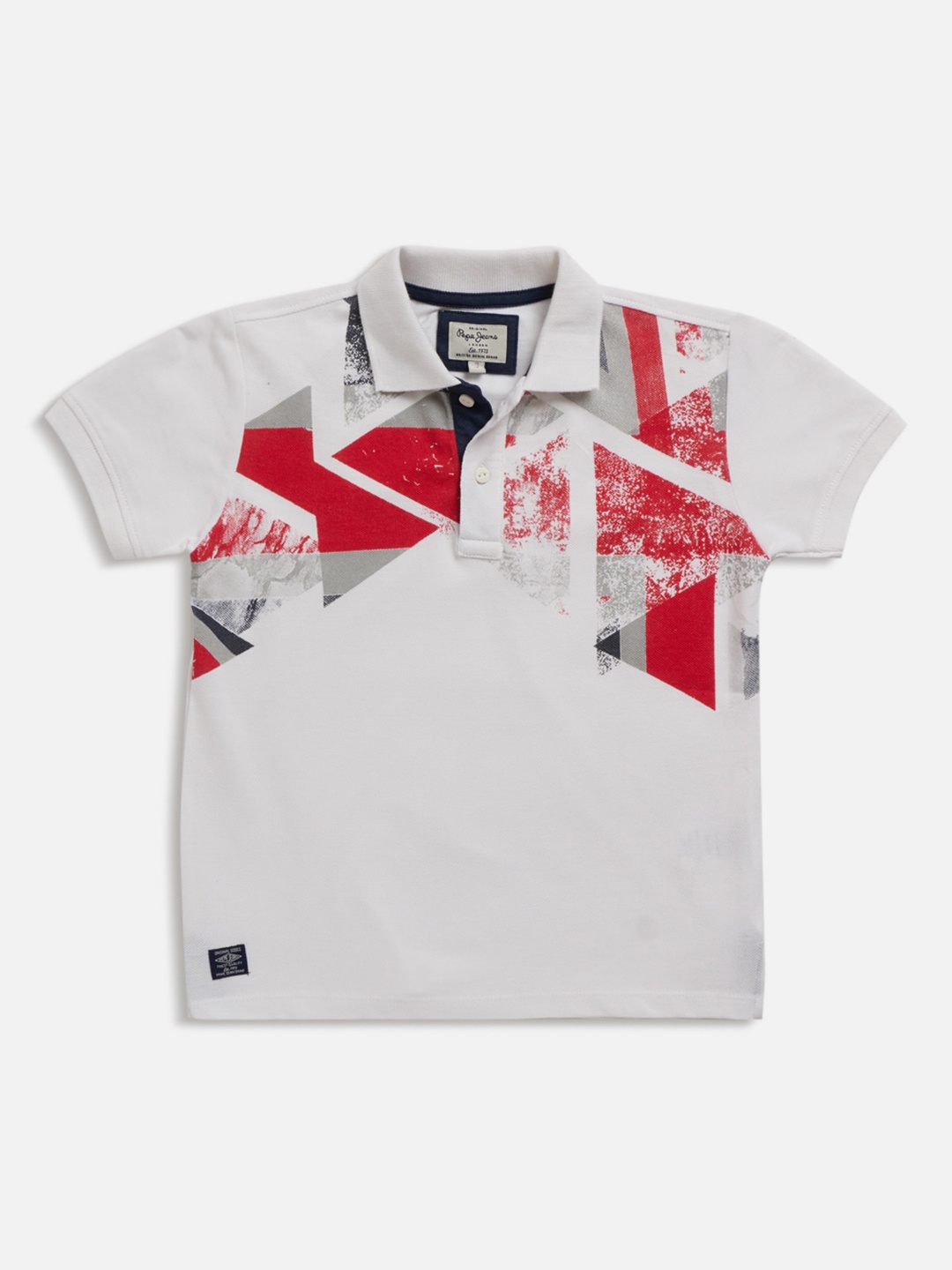 Pepe Jeans Boys White Printed Polo Collar T-shirt