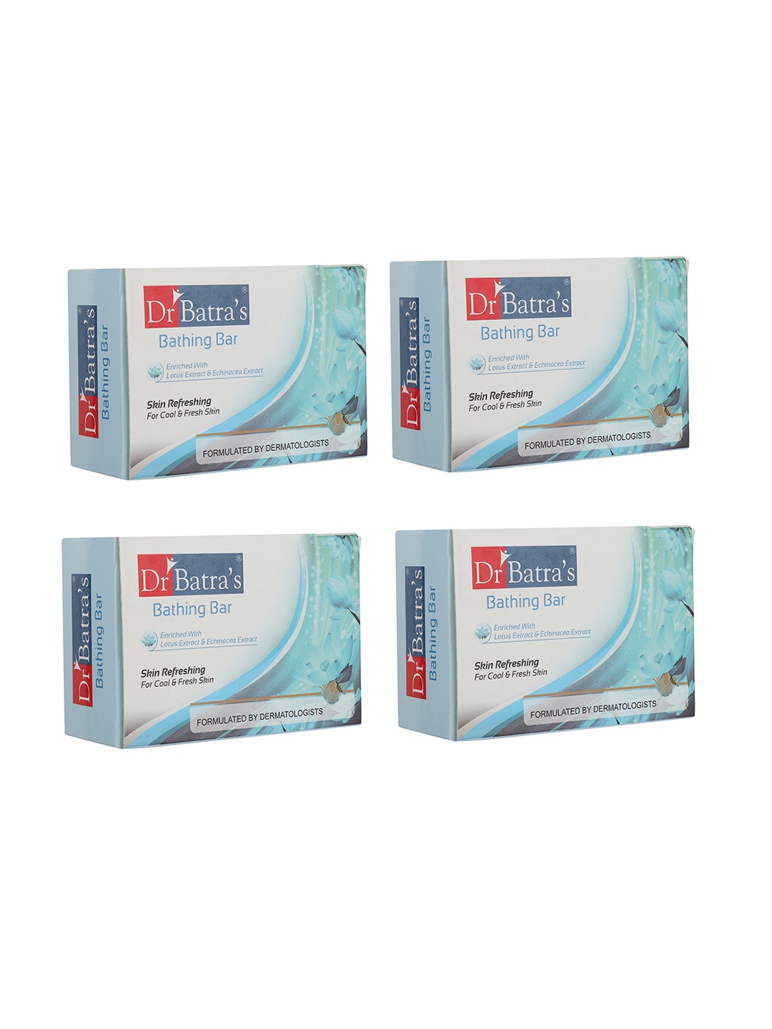 Dr. Batras Unisex Pack of 4 Skin Refreshing Bathing Bar 500 gm, Blue