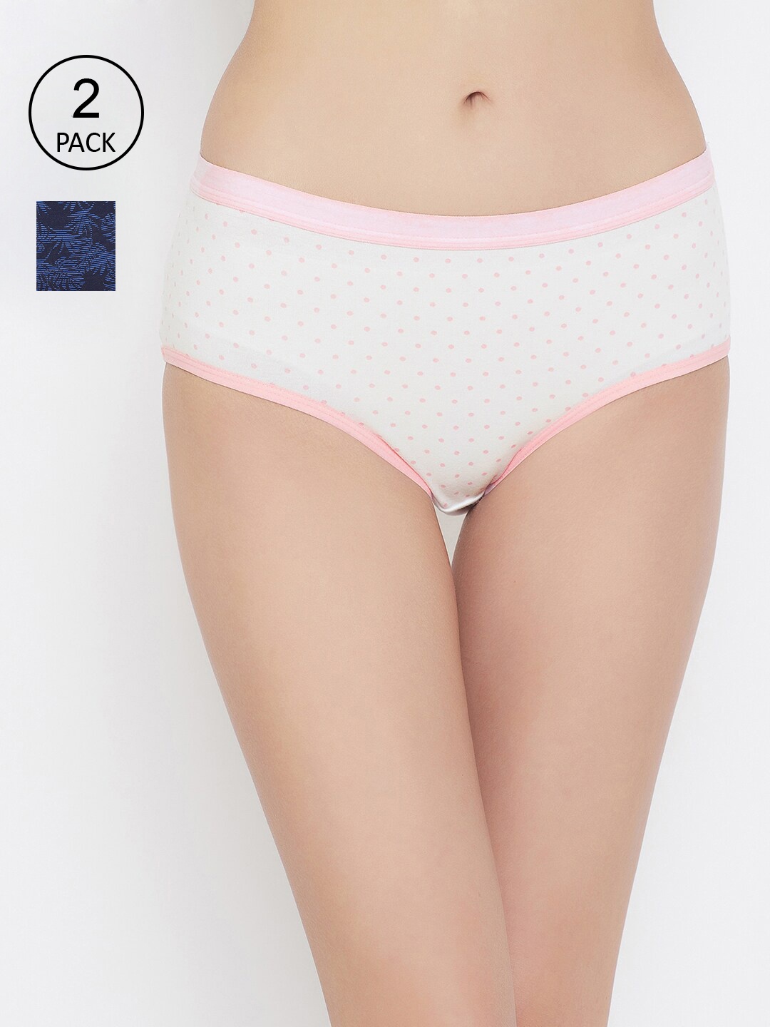 Clovia Women Pack Of 2 Printed Hipster Briefs COMPNC985, Blue