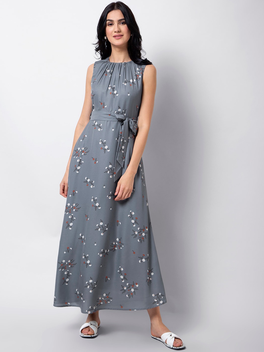 FabAlley Women Grey Printed Maxi Dress