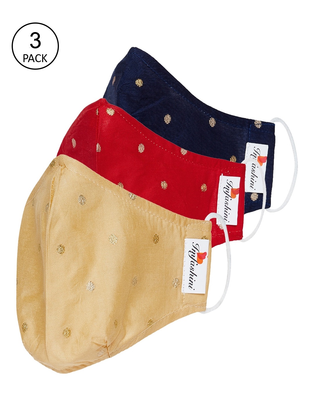 Imfashini Women Pack Of 3 Multicoloured Embroidered 2-Ply Reusable Cloth Masks, Navy blue
Imfashini Women Pack Of 3 Multicoloured Embroidered 2-Ply Reusable Cloth Masks, Navy blue