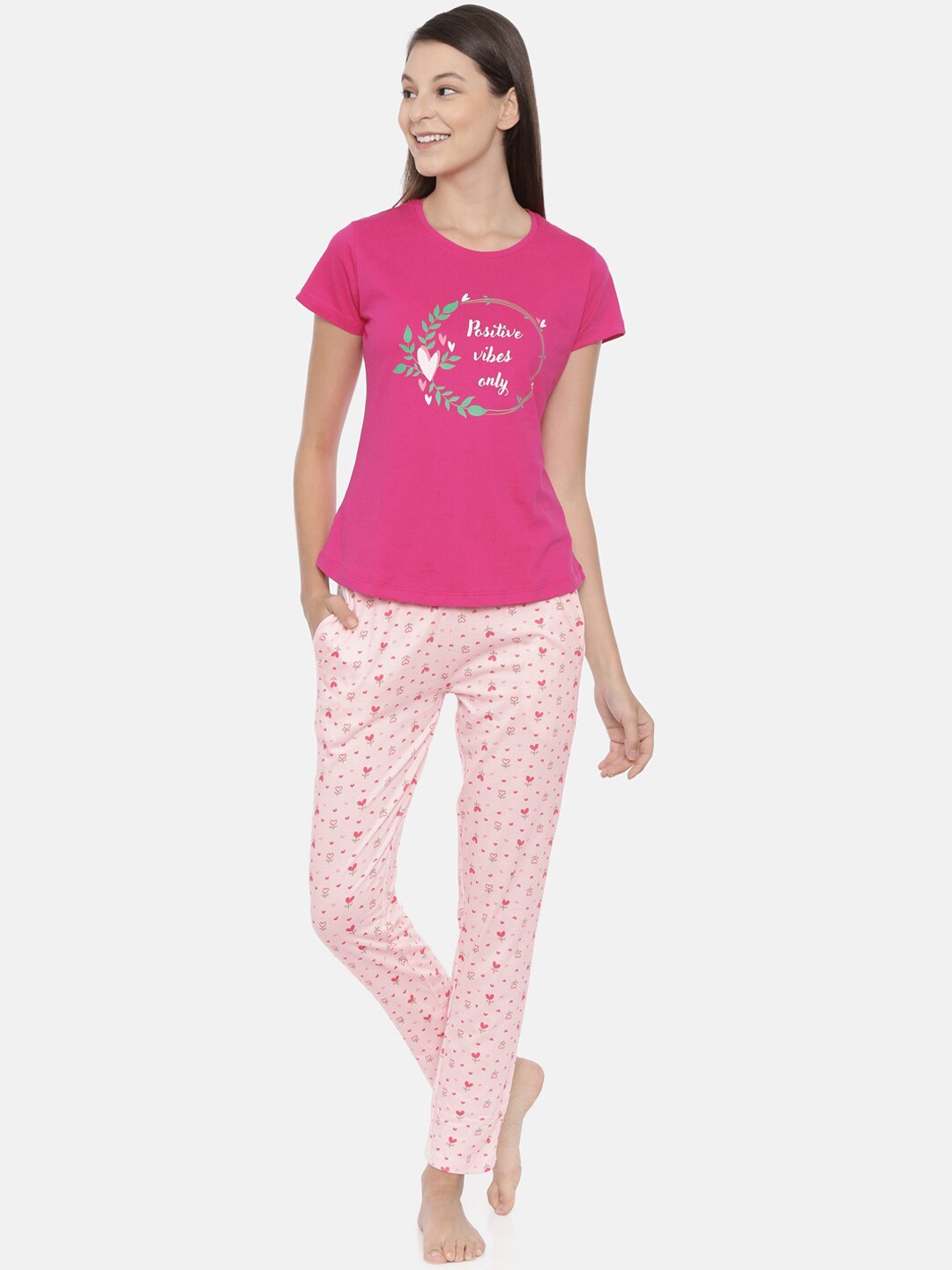 Curare Women Pink Printed Night Suit