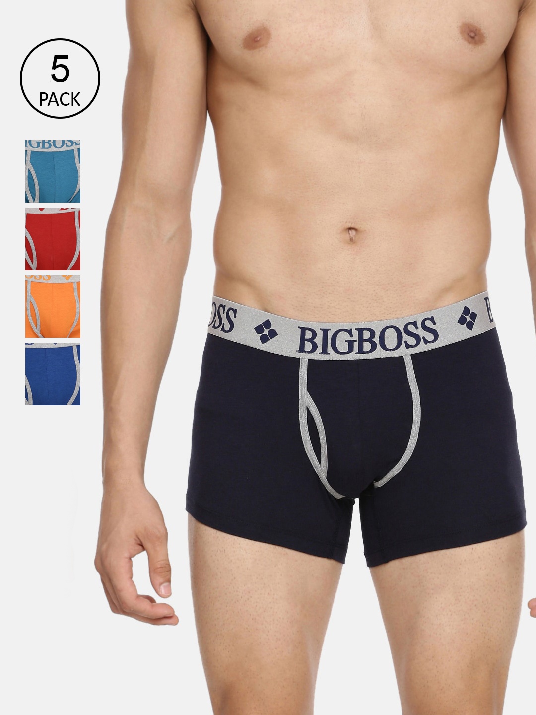 Dollar Bigboss Men Solid Pack of 5 Super Combed Cotton Modal Cushioned Waistband Trunk, Assorted
Dollar Bigboss Men Solid Pack of 5 Super Combed Cotton Modal Cushioned Waistband Trunk, Assorted
