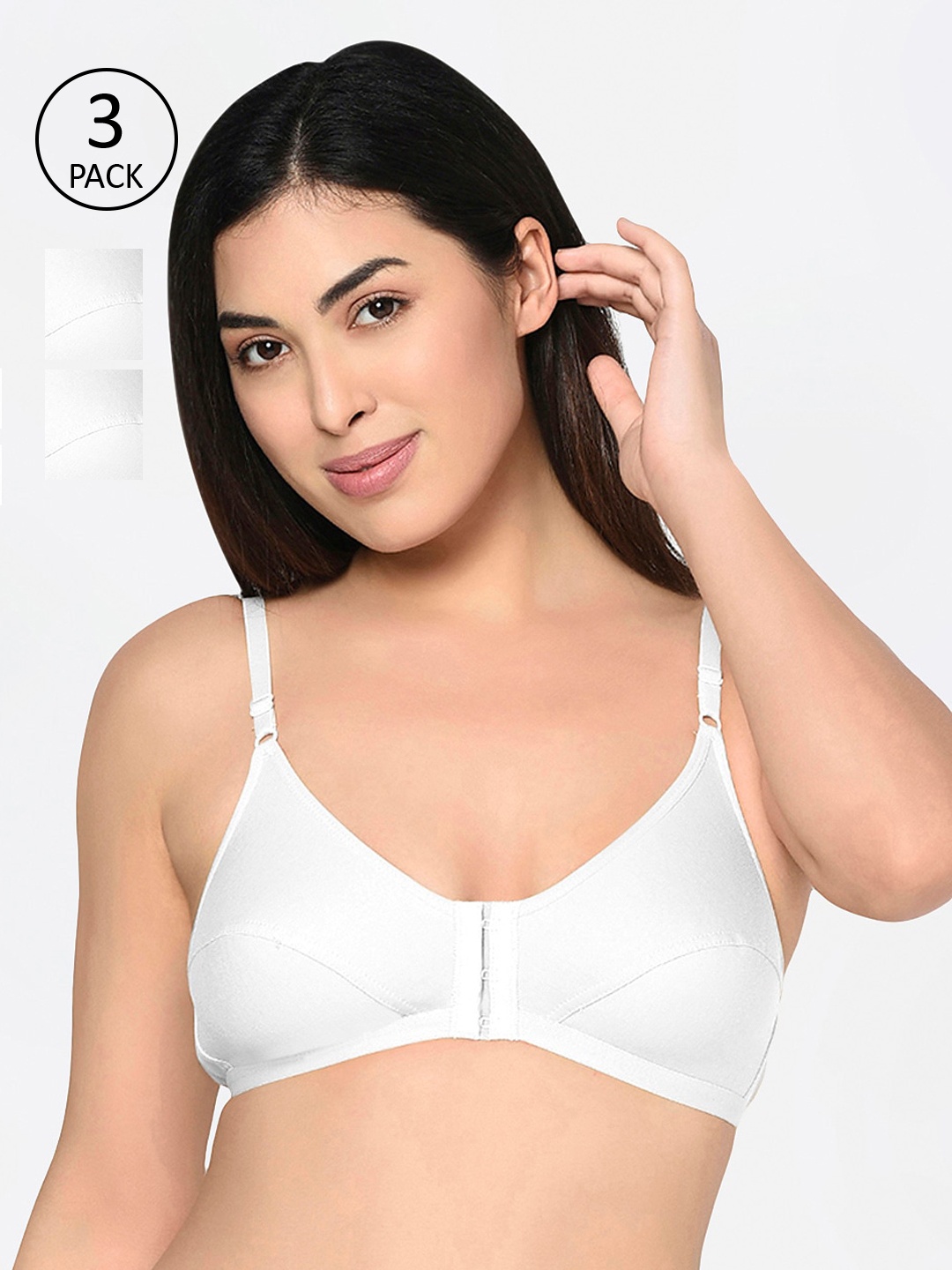 Bodycare Pack Of 3 Solid Non-Wired Non Padded Everyday Bra 1568W, White
