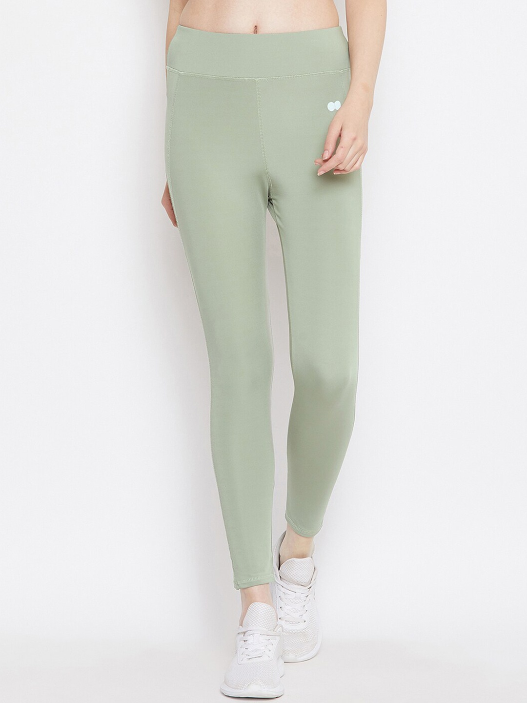 Clovia Women Green Solid Ankle-Length Tights