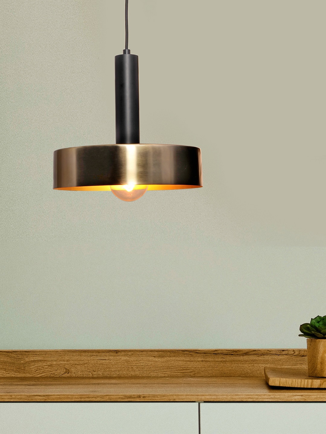 THE LIGHT STORE Unisex Black Self Design Pendent Lamp