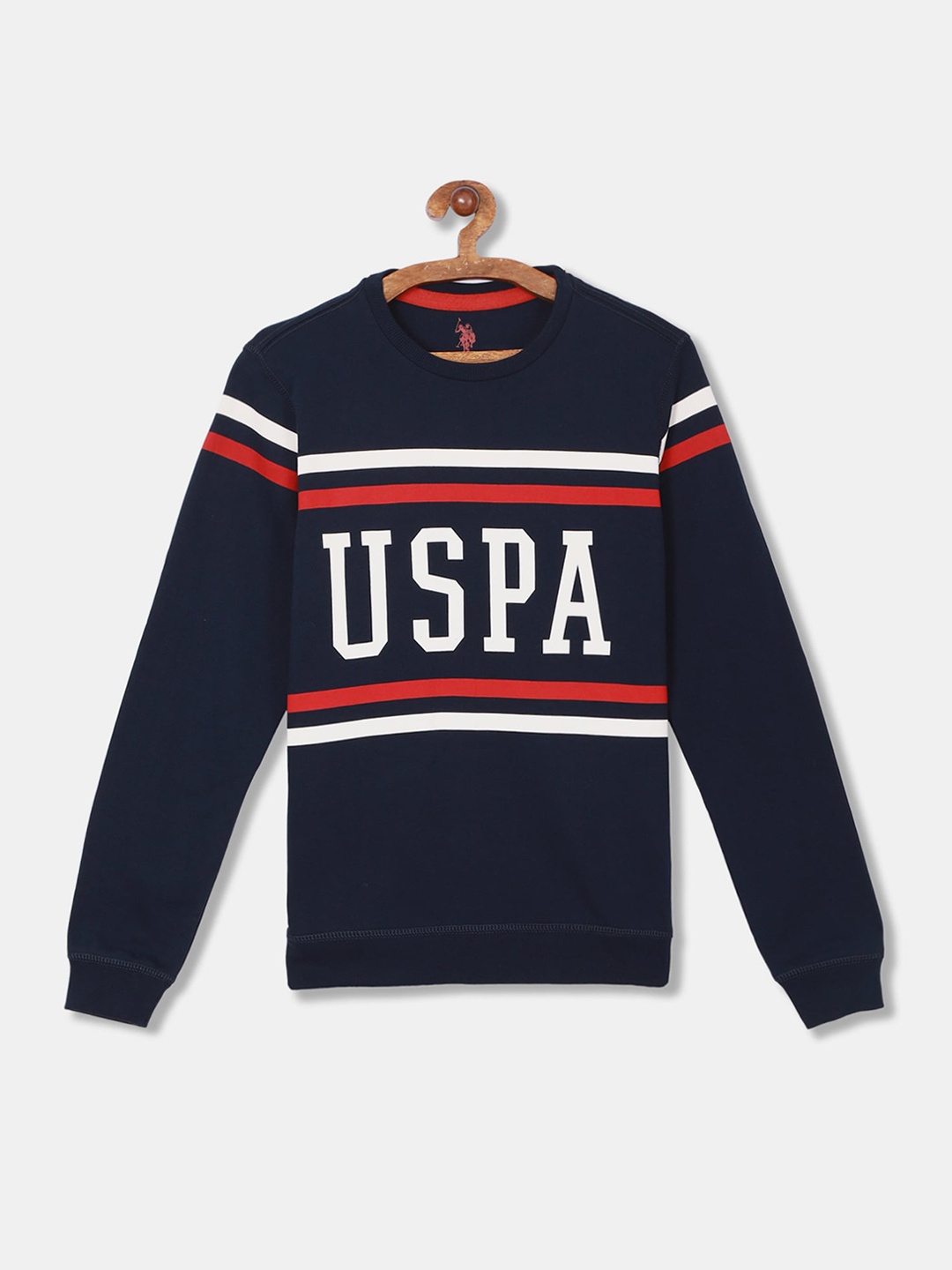 U.S. Polo Assn. Kids Boys Navy Blue Printed Sweatshirt