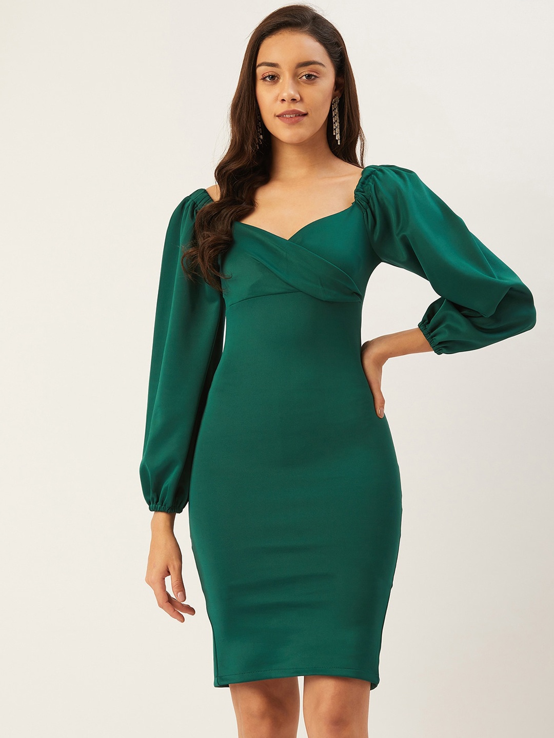 ANVI Be Yourself Women Green Solid Bodycon Dress