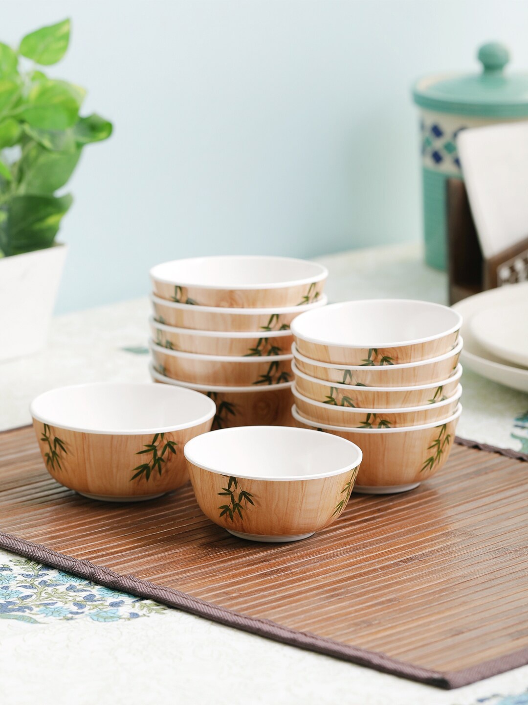 Servewell Beige Printed Bamboo Delite Round 12 Pieces Katori and Vegetable Bowls Set
Servewell Beige Printed Bamboo Delite Round 12 Pieces Katori and Vegetable Bowls Set