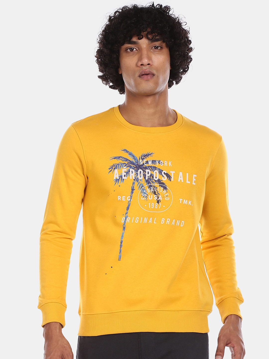 Aeropostale Men Yellow Printed Sweatshirt