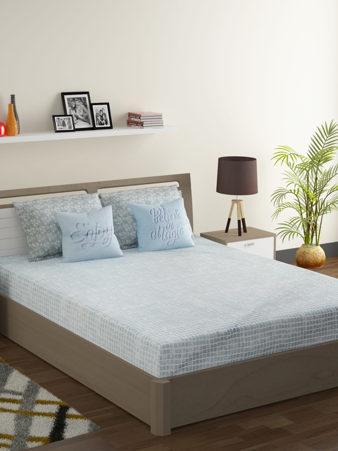 SWAYAM Green & White Geometric 210 TC Cotton 1 Queen Bedsheet with 2 Pillow Covers
SWAYAM Green & White Geometric 210 TC Cotton 1 Queen Bedsheet with 2 Pillow Covers