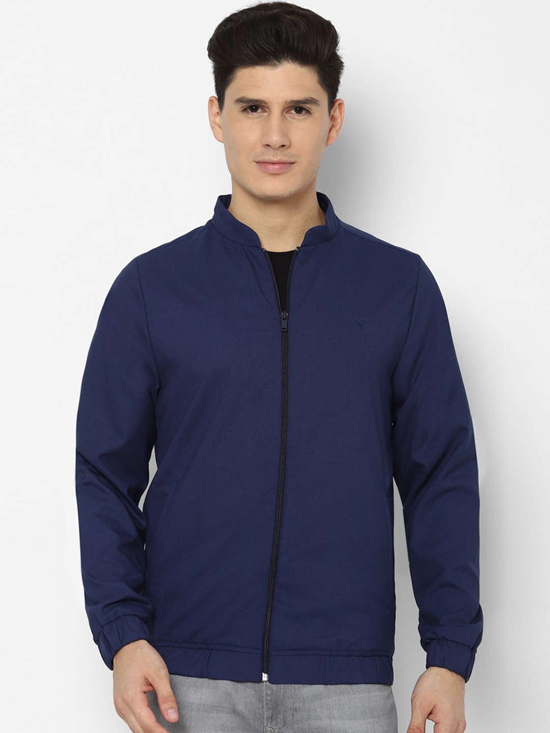 Allen Solly Men Navy Blue Printed Tailored Jacket
