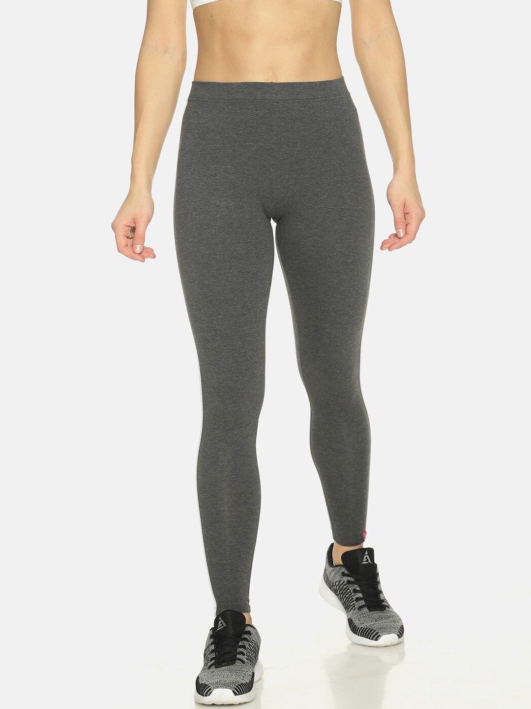 TWIN BIRDS Women Grey Solid Ankle-Length Tights