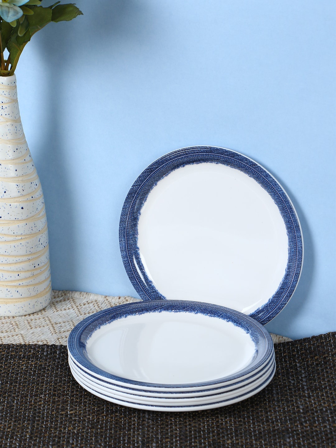 Servewell White Printed 6 pc Round Side Plate Set