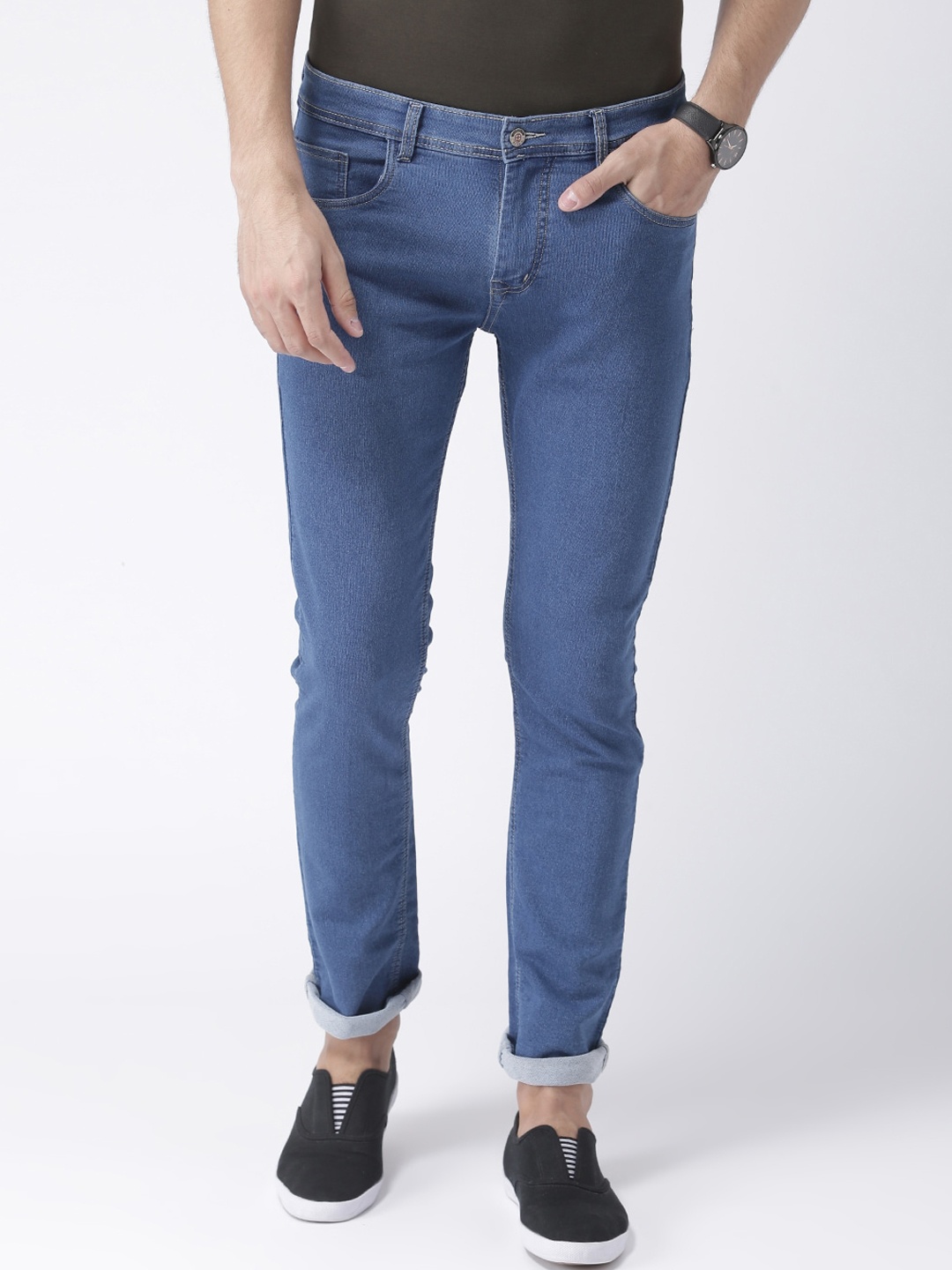 Hangup Men Blue Slim Fit Mid-Rise Clean Look Jeans