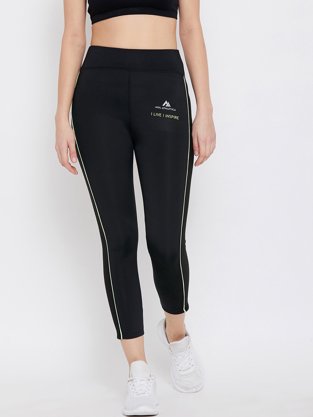 AGIL ATHLETICA Women Black Solid Rapid-Dry Tights