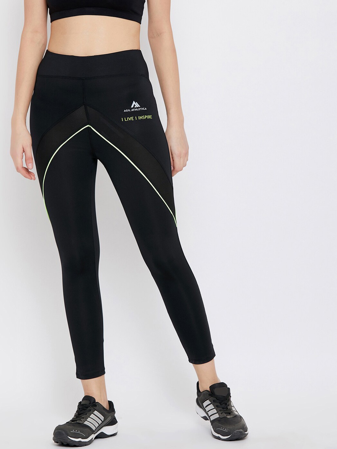 AGIL ATHLETICA Women Black Solid Rapid-Dry Tights