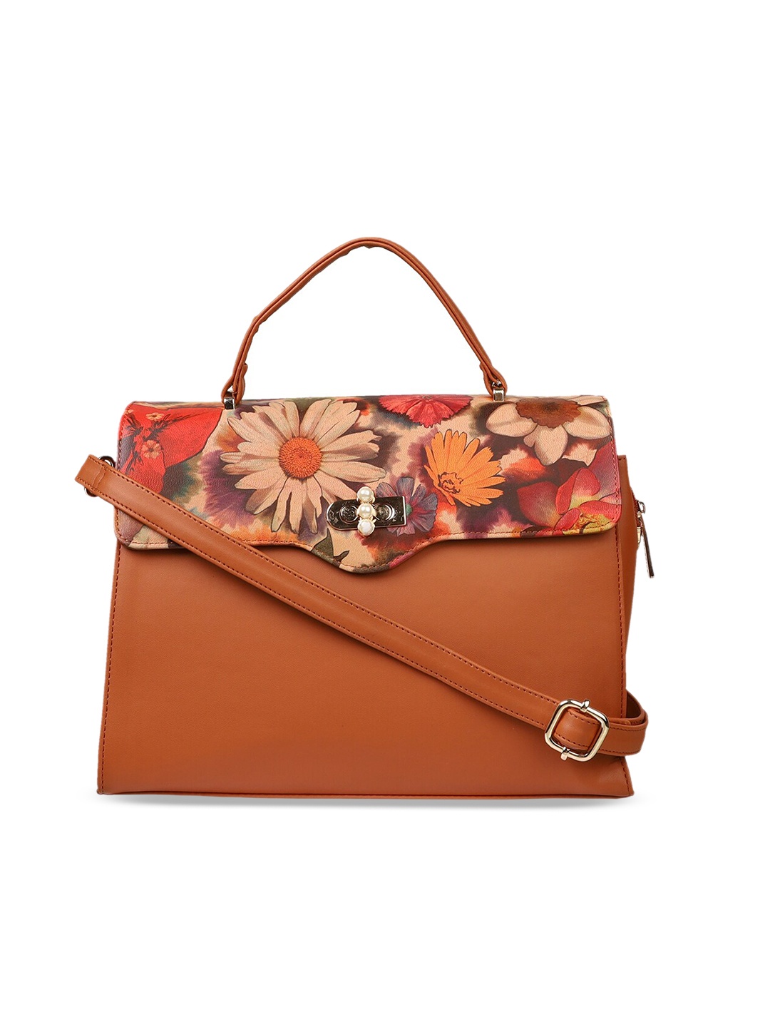 LEGAL BRIBE Tan Brown Printed Satchel