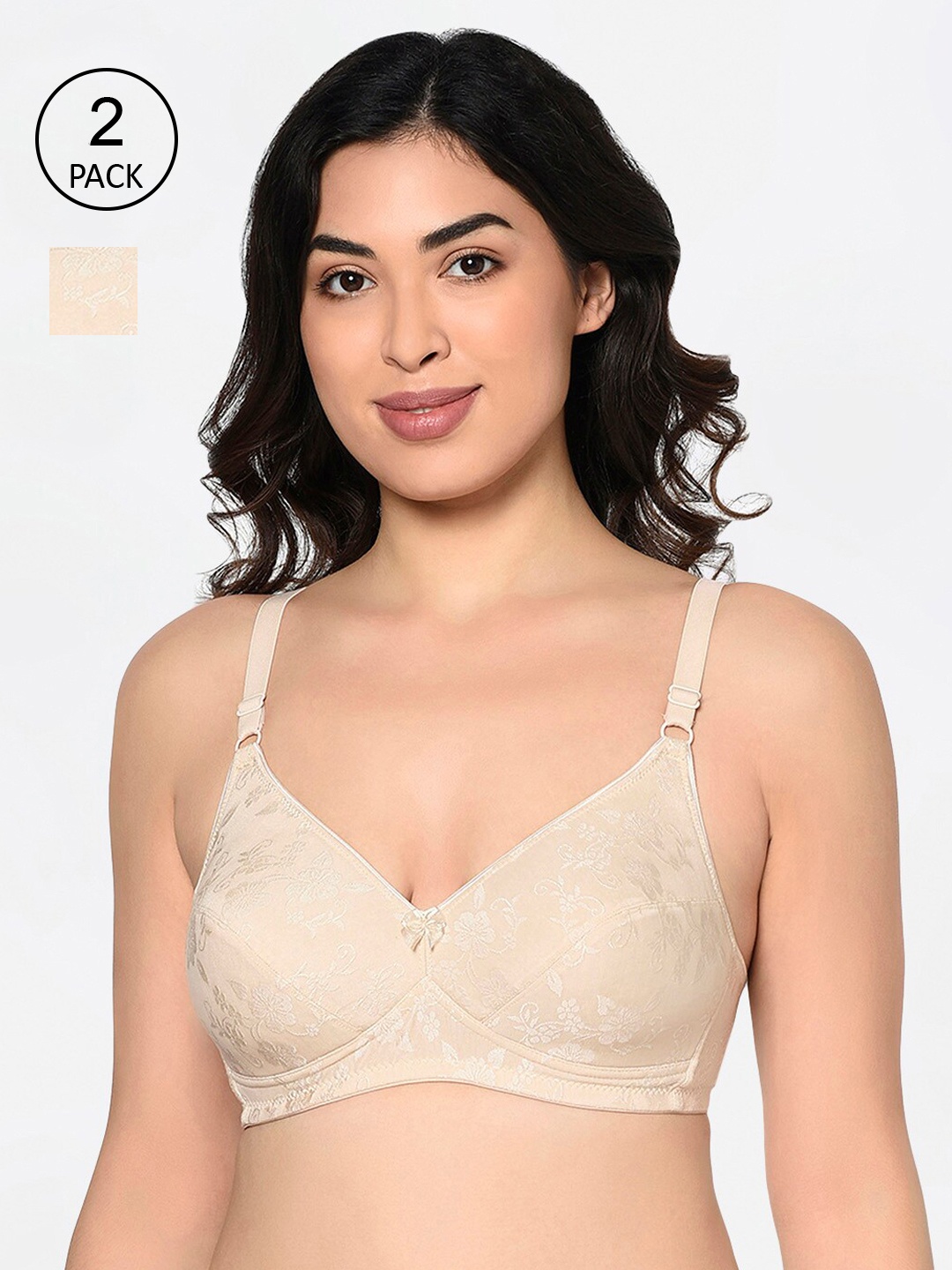 Bodycare Pack Of 2 Beige Self Design Non-Wired Lightly Padded Everyday Bras 6579S-2PCS
Bodycare Pack Of 2 Beige Self Design Non-Wired Lightly Padded Everyday Bras 6579S-2PCS