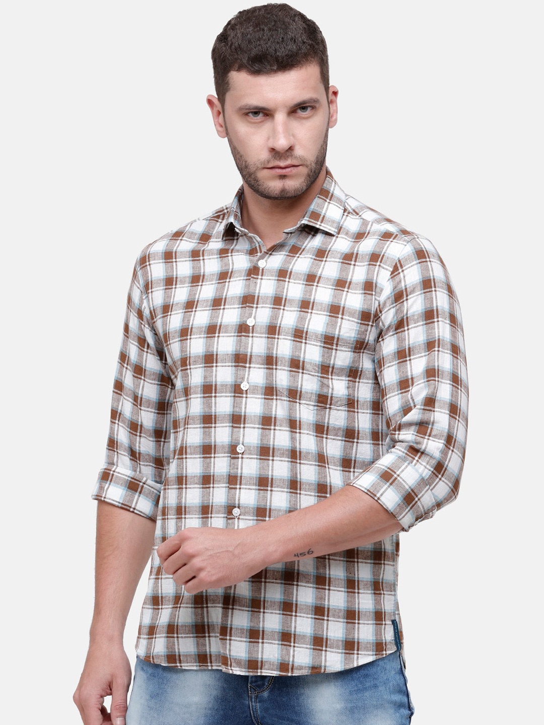 CAVALLO by Linen Club Men Linen Cotton Brown & White Regular Fit Checked Casual Shirt
CAVALLO by Linen Club Men Linen Cotton Brown & White Regular Fit Checked Casual Shirt