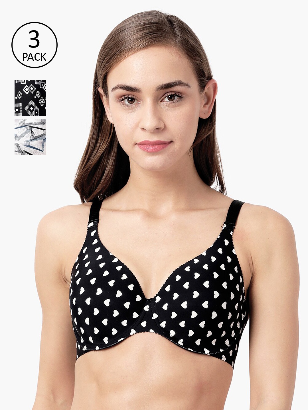 shyaway Multicoloured Set of 3 Printed Underwired Lightly Padded Everyday Bra shya-com-217, Multi
shyaway Multicoloured Set of 3 Printed Underwired Lightly Padded Everyday Bra shya-com-217, Multi