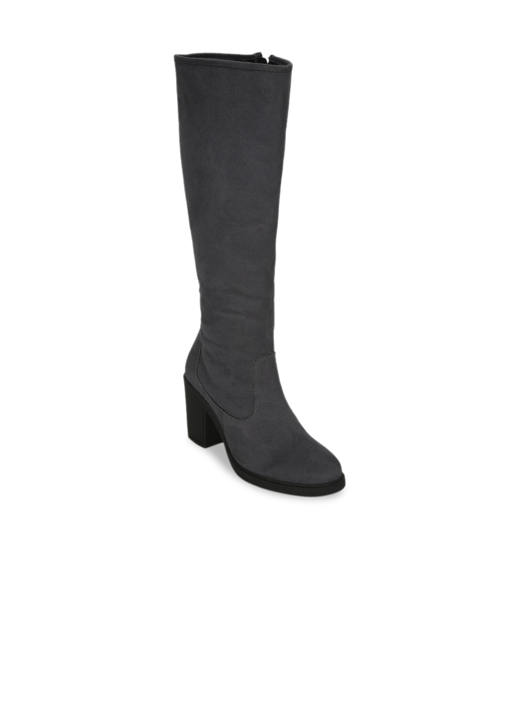 Truffle Collection Women Grey Solid Heeled Boots
