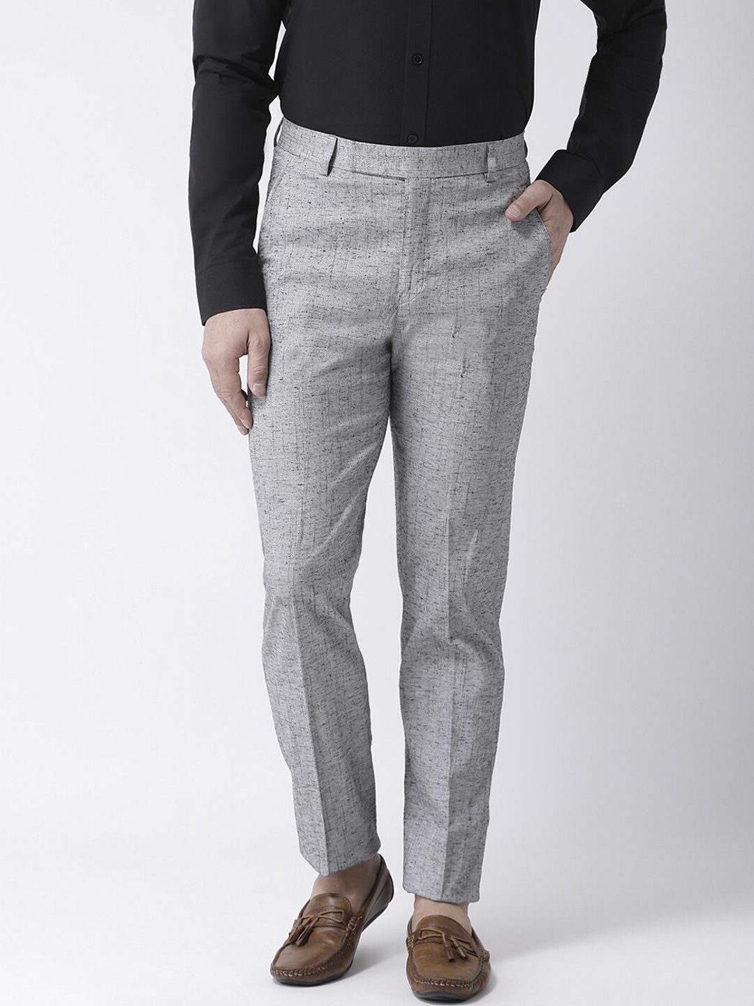 hangup trend Men Grey Regular Fit Solid Regular Trousers