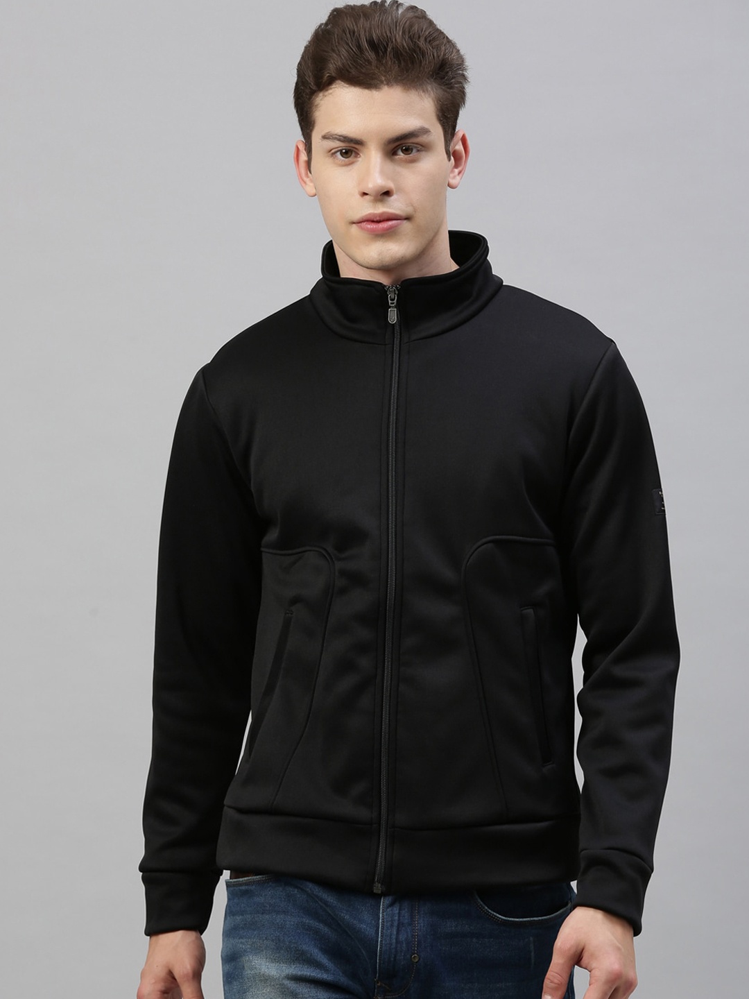 RARE RABBIT Men Black Solid Insulator Bomber Jacket