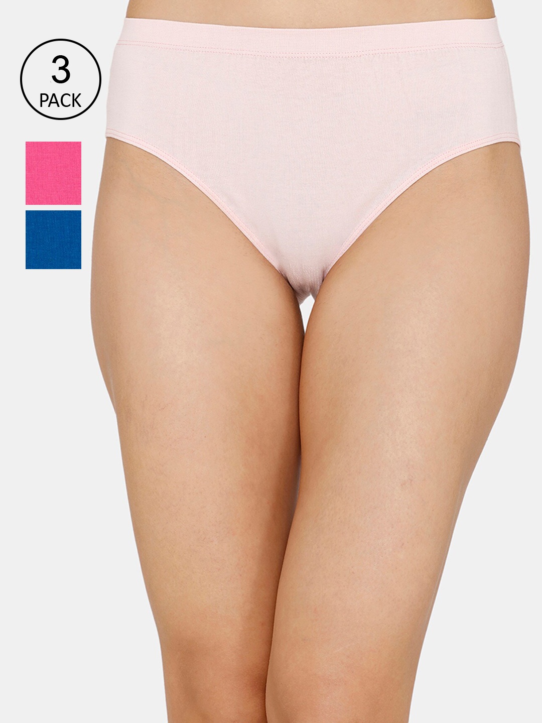 Zivame Women Pack of 3 Assorted Hipster Briefs ZI2539FASHBPINK