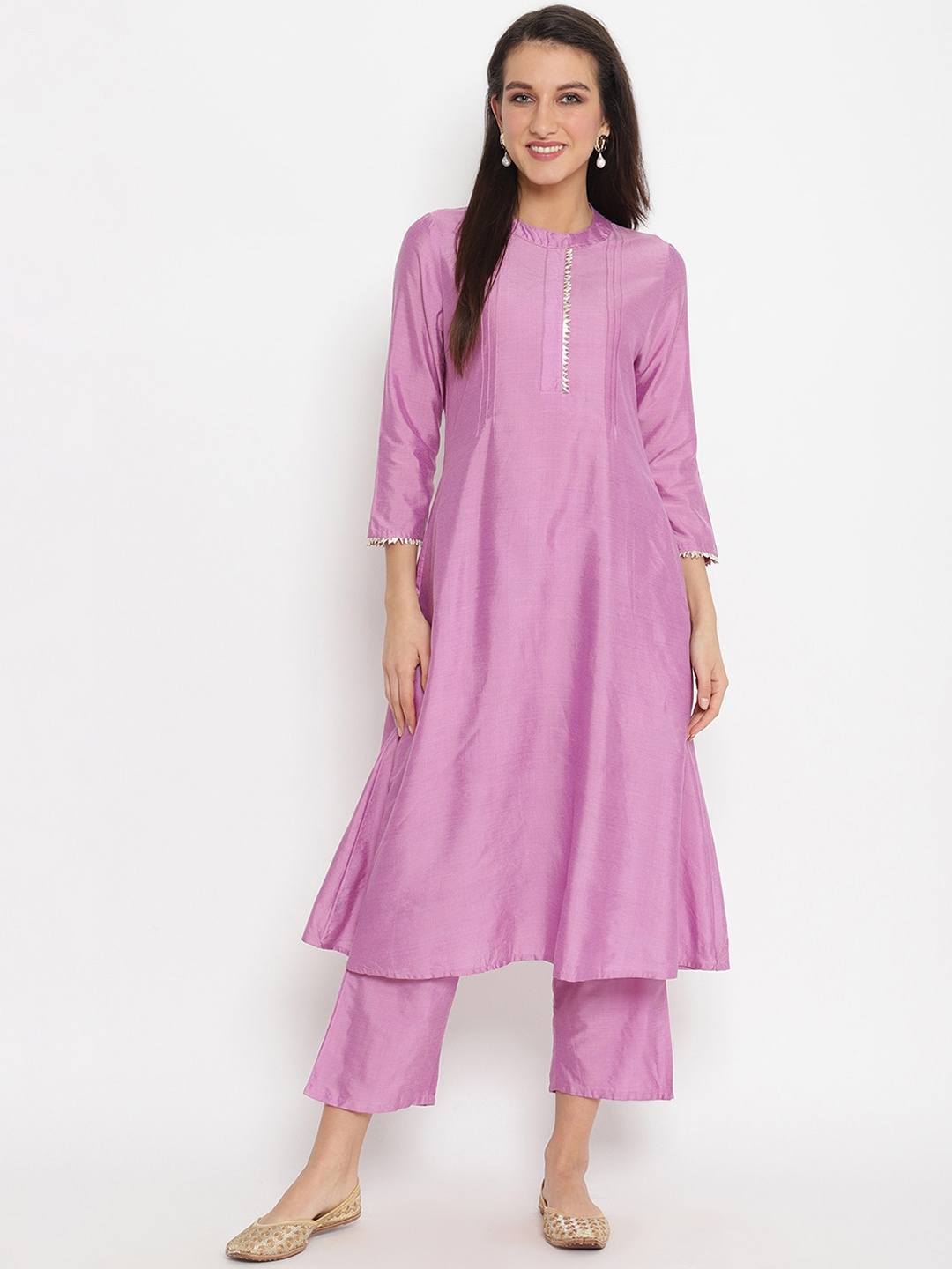 Abhishti Women Lavender Solid A-Line Kurta