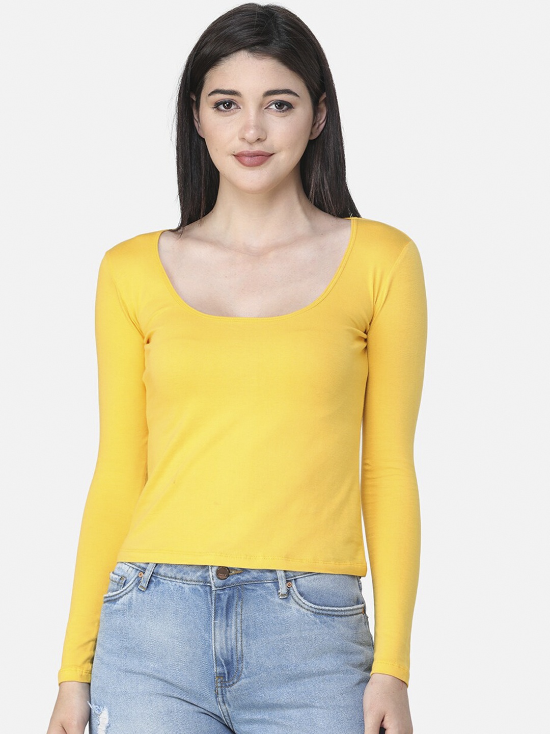SCORPIUS Women Yellow Solid Top