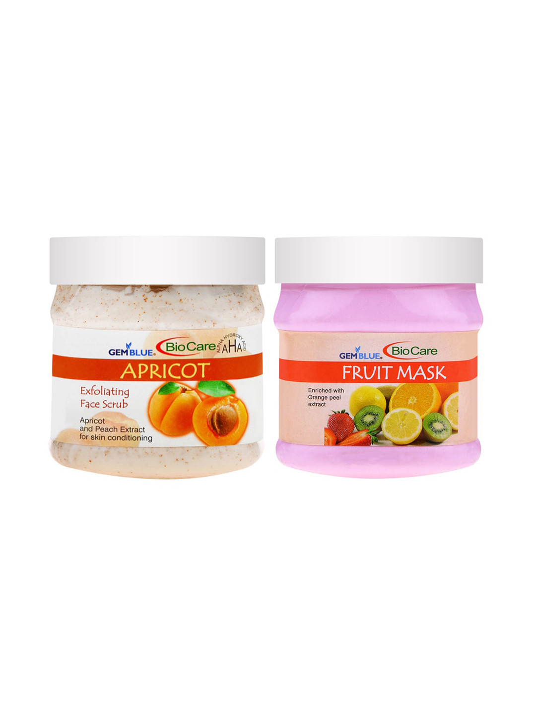 GEMBLUE BioCare Unisex Apricot Scrub & Gemblue Fruit Mask 500ml each, Green 
GEMBLUE BioCare Unisex Apricot Scrub & Gemblue Fruit Mask 500ml each, Green