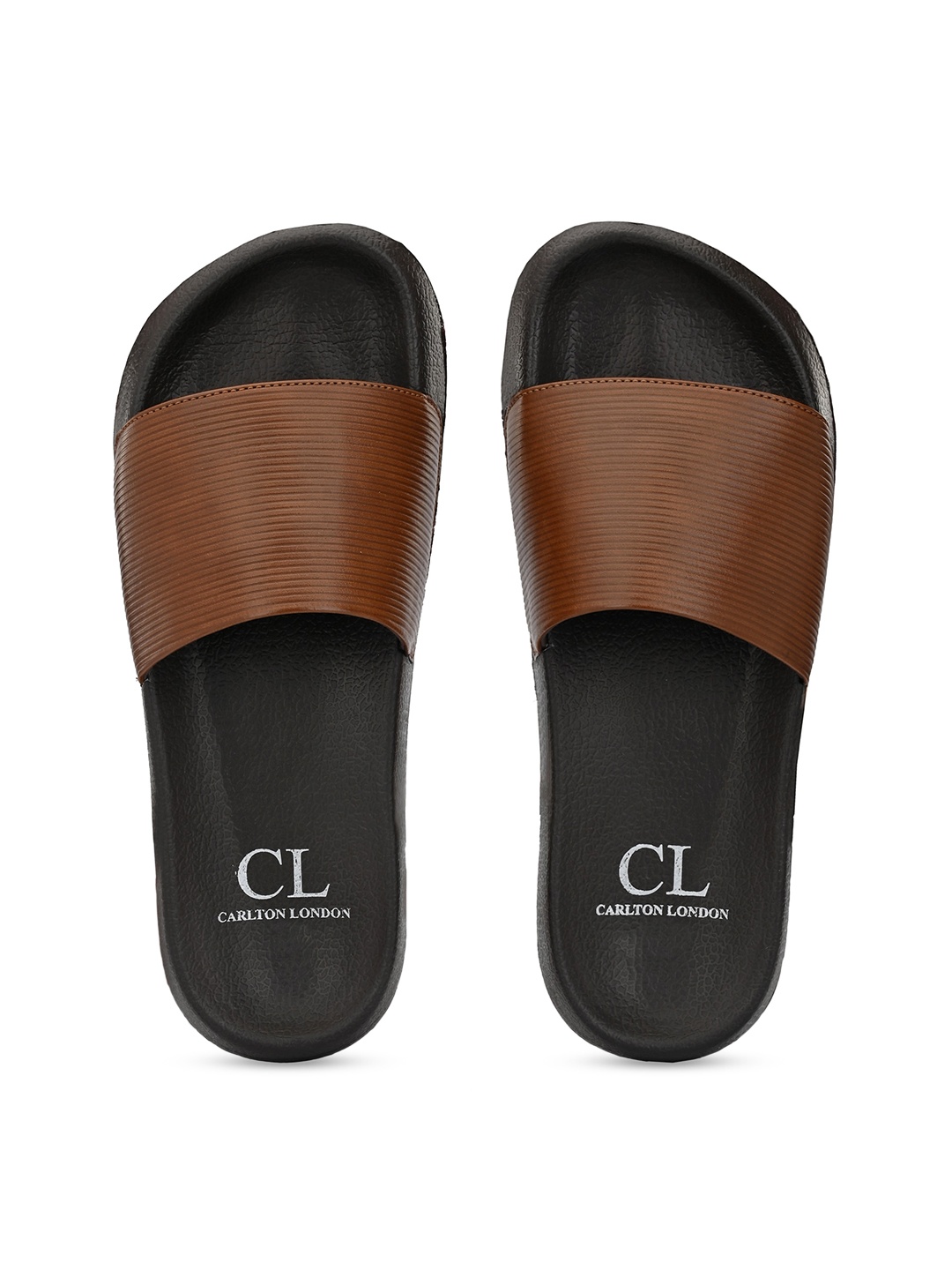 Carlton London Men Brown Striped Sliders
