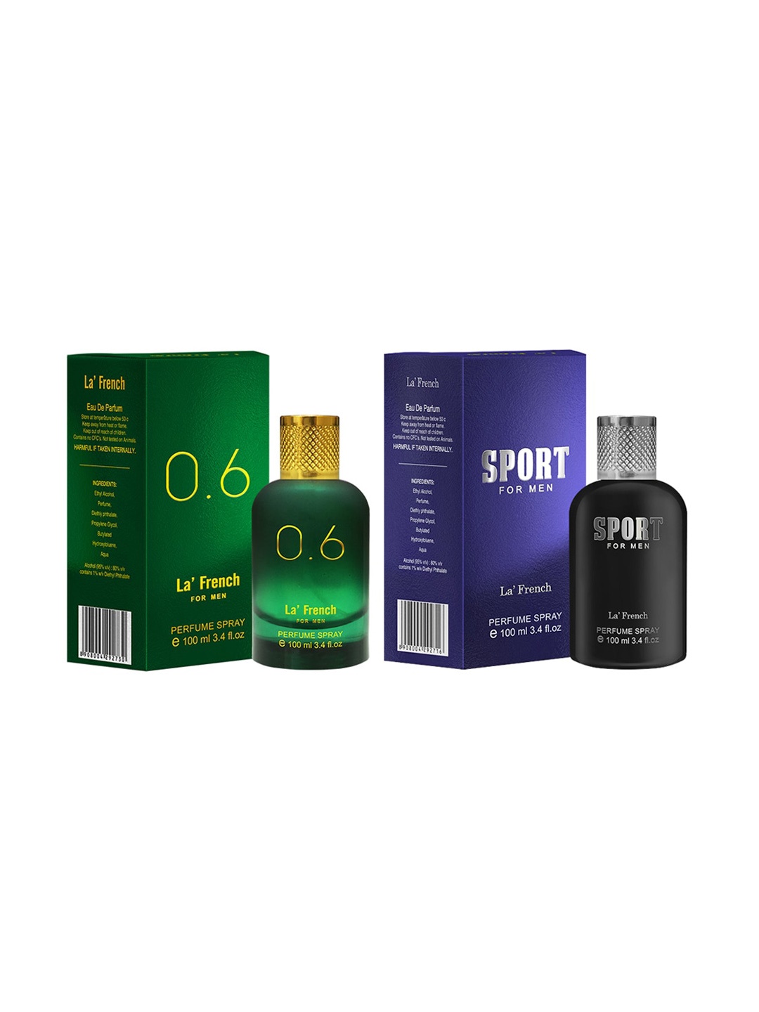 La French Men Pack Of 2 Perfume 200 ml, Green