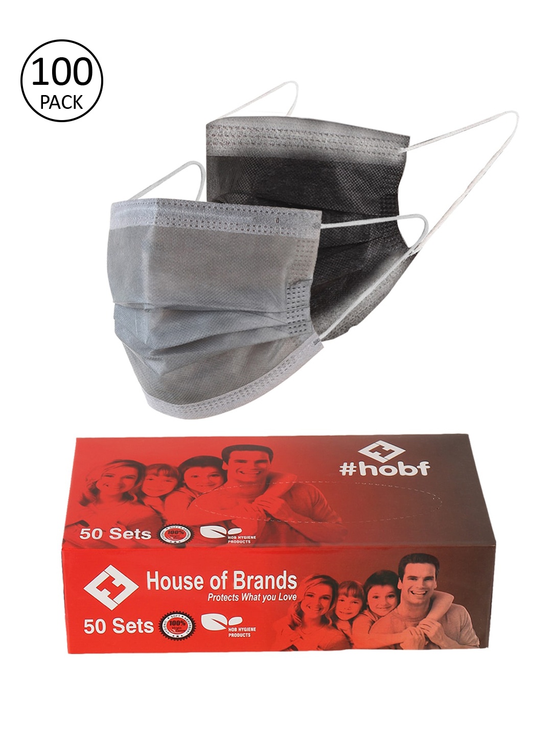 LONDON FASHION hob Unisex Pack Of 100 3-Ply Protective Outdoor Mask With Nose Pin, Grey
LONDON FASHION hob Unisex Pack Of 100 3-Ply Protective Outdoor Mask With Nose Pin, Grey