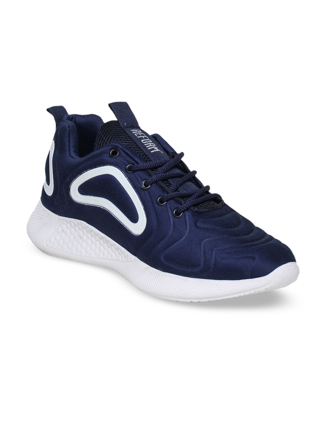 REFOAM Men Navy Blue & White Textile Running Shoes