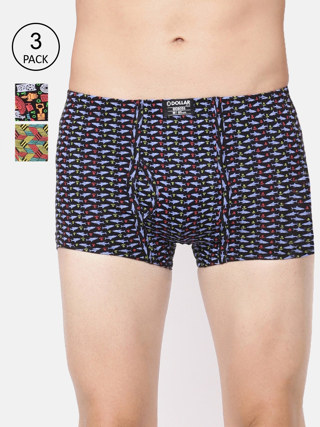 Dollar Bigboss Men Pack Of 3 Assorted Printed Soft Combed Cotton Trunks MDTR-11-PO3-C2
Dollar Bigboss Men Pack Of 3 Assorted Printed Soft Combed Cotton Trunks MDTR-11-PO3-C2