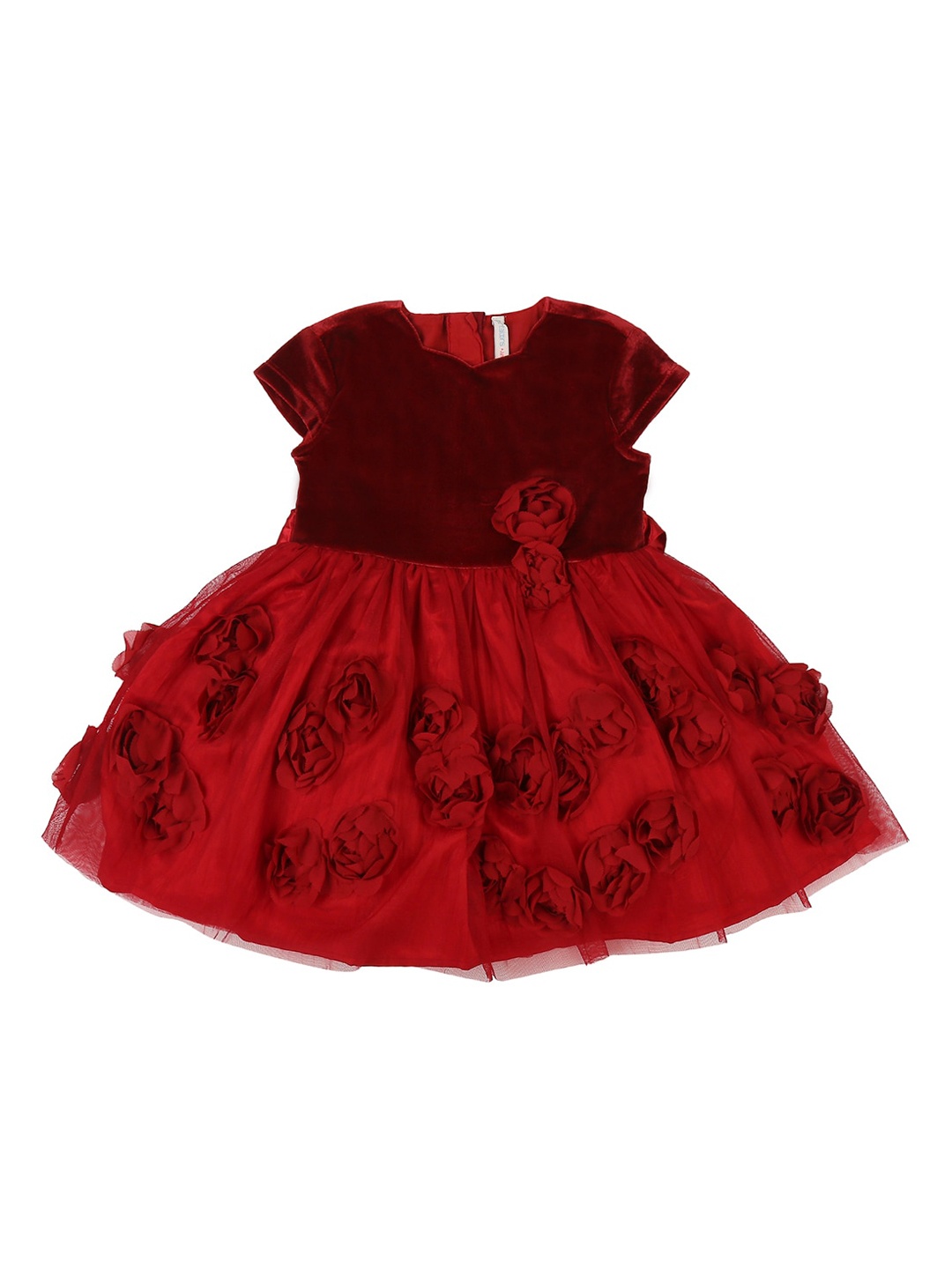 Pantaloons Junior Girls Red Solid Fit and Flare Dress
