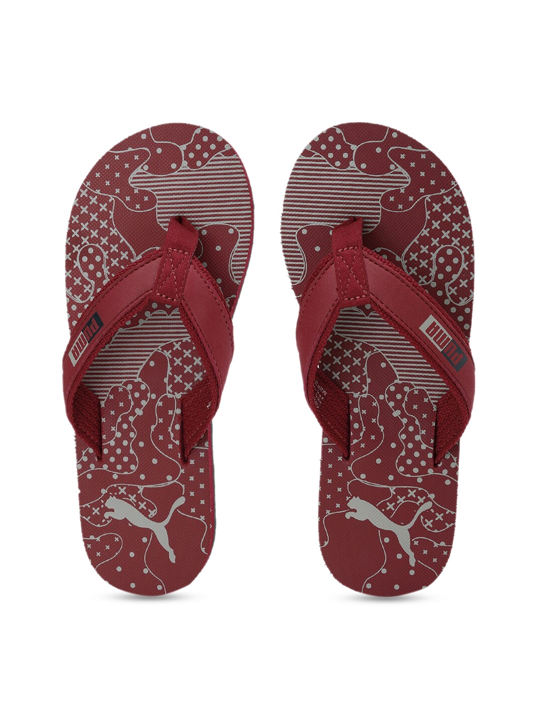 Puma Women Maroon White Printed Light Thong Flip-Flops