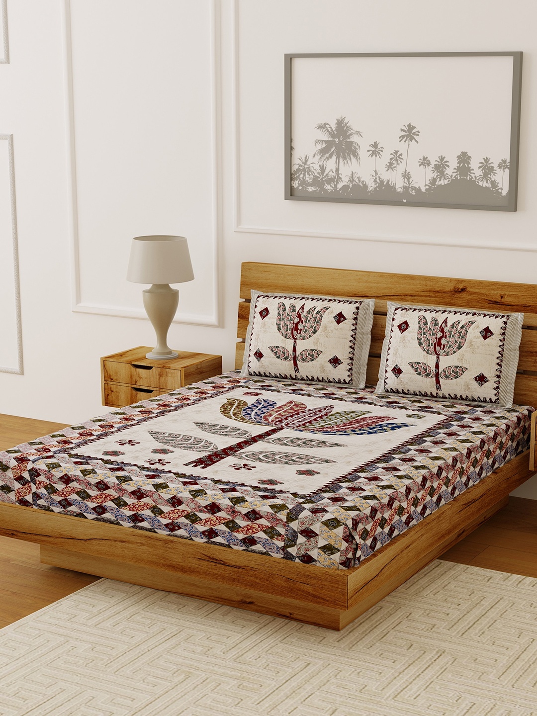 LIVING ROOTS Off-White & Maroon Printed 144 TC Cotton Double Bedsheet With 2 Pillow Covers
LIVING ROOTS Off-White & Maroon Printed 144 TC Cotton Double Bedsheet With 2 Pillow Covers