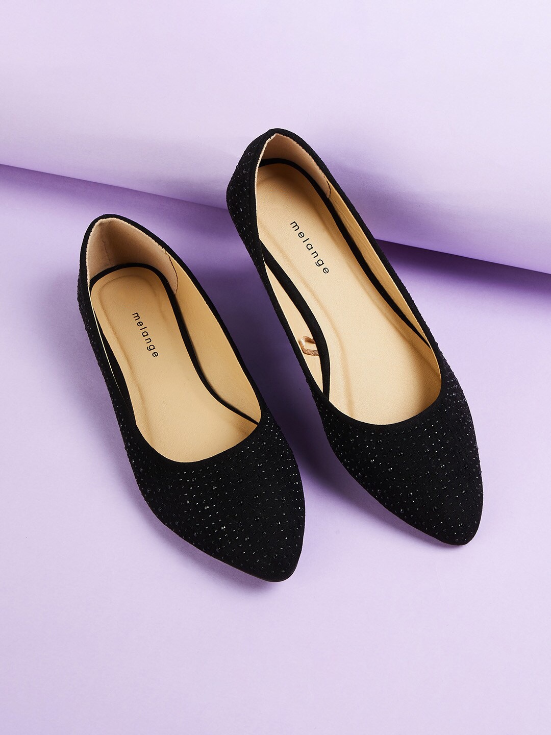 Melange by Lifestyle Women Black Solid PU Ballerinas