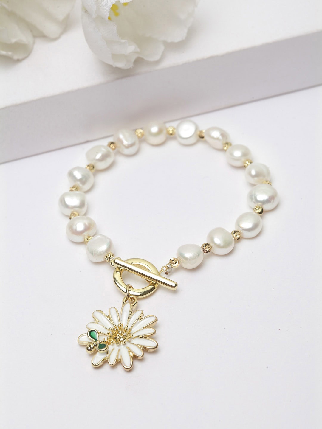 AVANT-GARDE PARIS Gold-Plated & White Pearl Beaded Bracelet