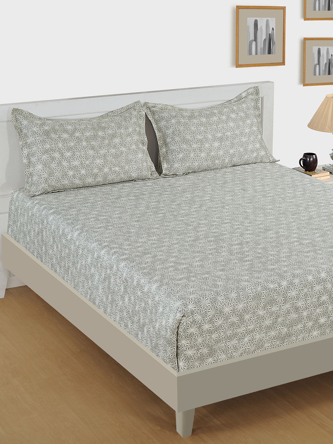 SWAYAM White & Grey Ethnic Motifs 600 TC Cotton 1 Queen Bedsheet With 2 Pillow Covers
SWAYAM White & Grey Ethnic Motifs 600 TC Cotton 1 Queen Bedsheet With 2 Pillow Covers