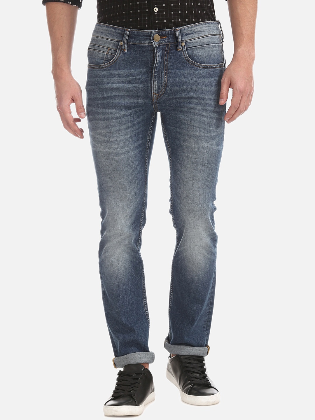 AD By Arvind Men Blue Straight Fit Mid-Rise Clean Look Jeans