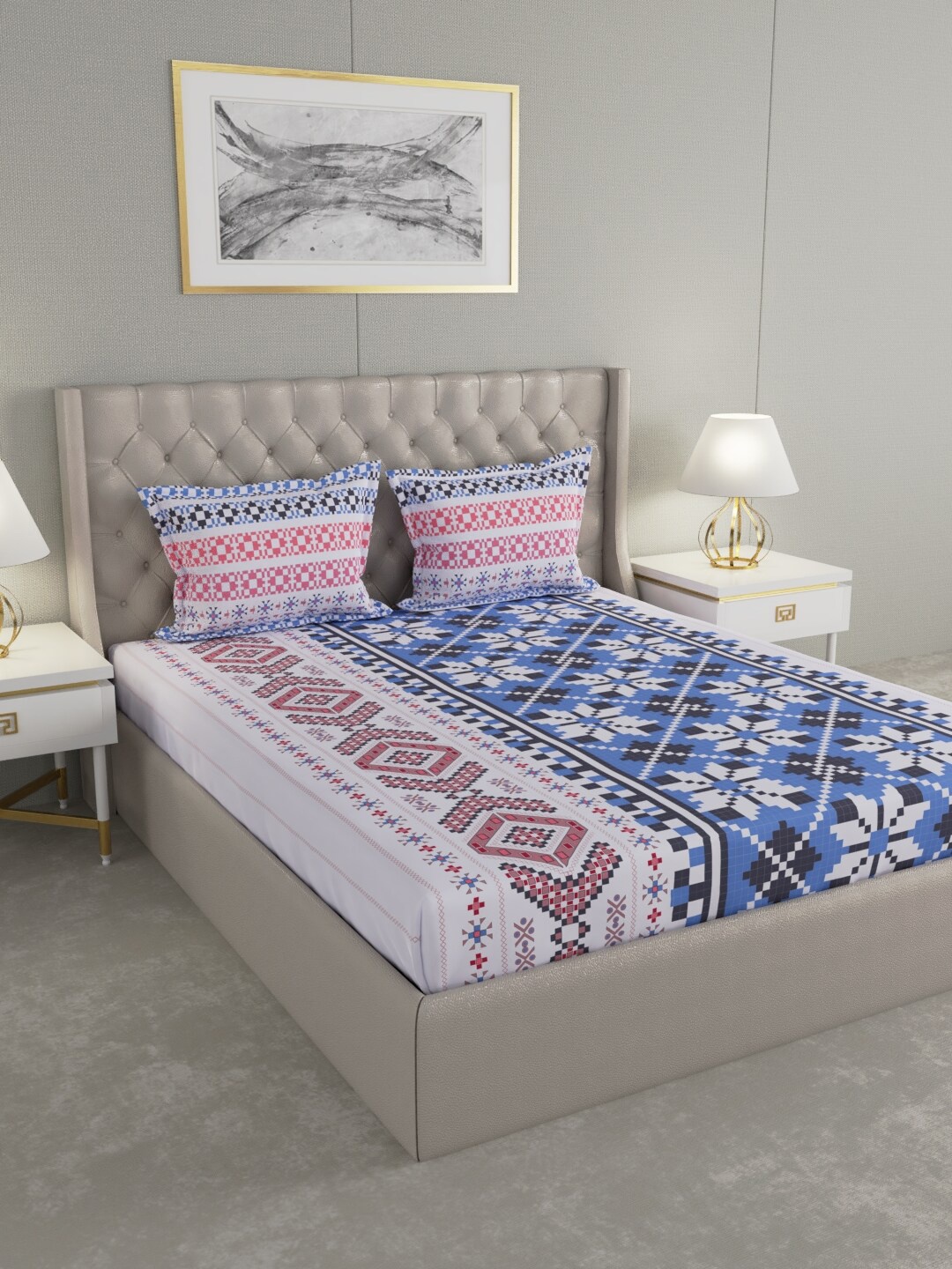 Raymond Home White & Blue Printed 100% Cotton 144 TC Double Bedsheet With 2 Pillow Covers
Raymond Home White & Blue Printed 100% Cotton 144 TC Double Bedsheet With 2 Pillow Covers