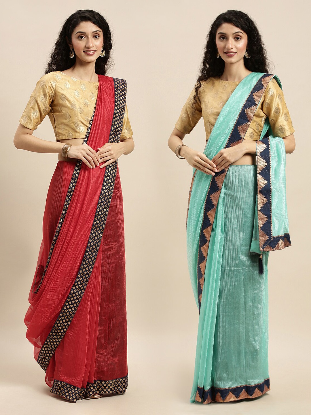 Florence Red Solid Art Silk Saree